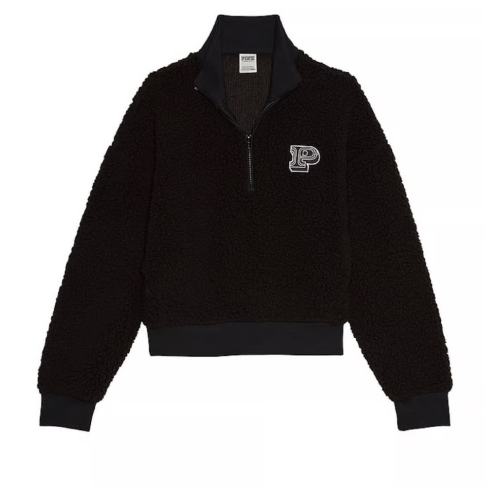 PINK Zip-Up Long Sleeve Black Sweater Women Size Large